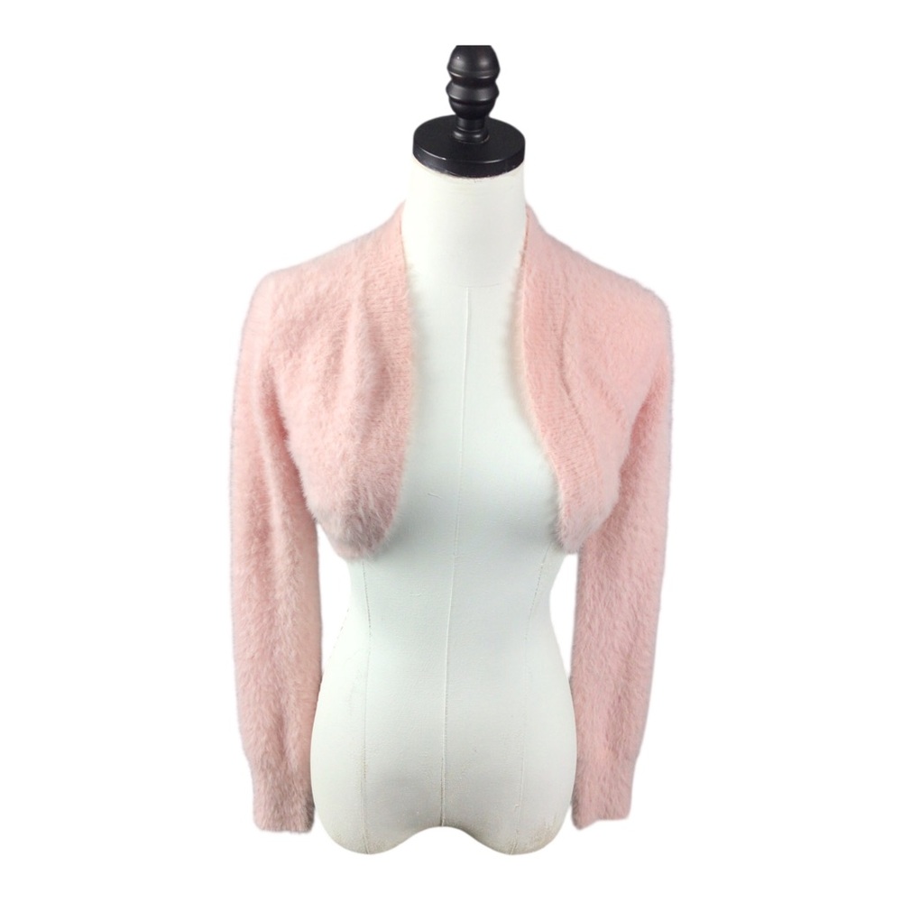 Lulus Soft Pink Women's Cropped Fuzzy Shrug Sweater XS